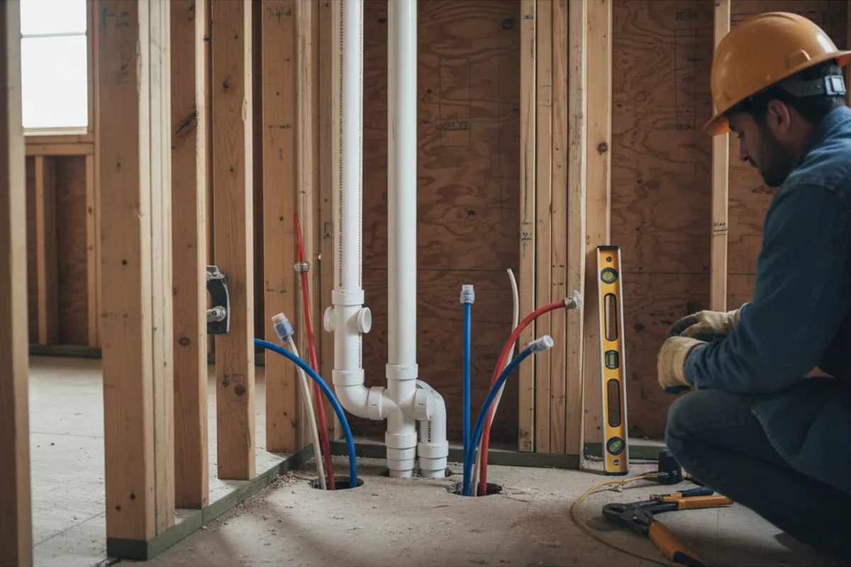 Drain and supply rough-in during Drain Cleaning in Philomath