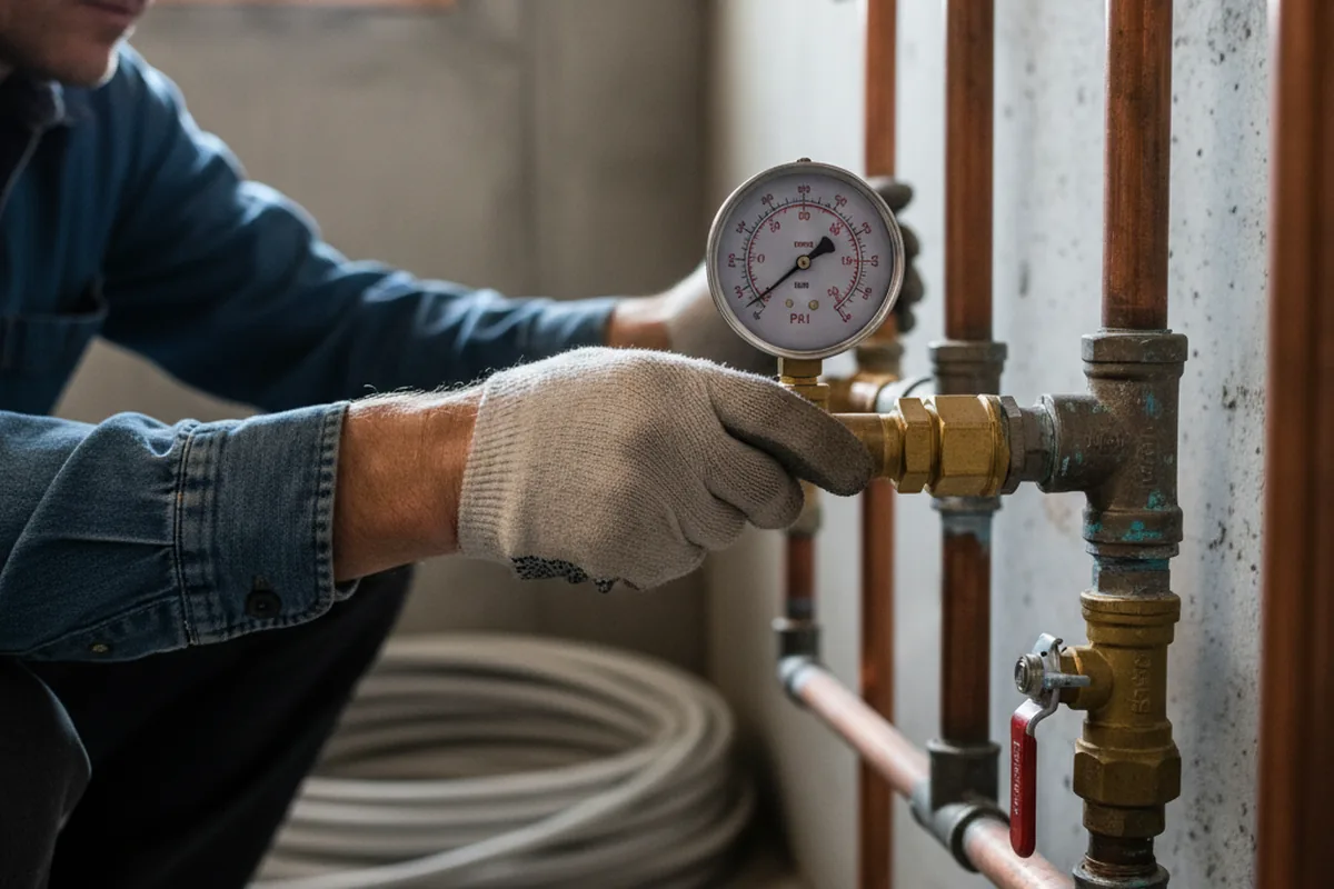 Pressure testing a repaired line during Water Line Repair in Philomath